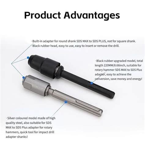 sds max to plus adapter,for Rotary Hammer hammer drill Black - balustradellc