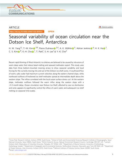 Seasonal variability of ocean circulation near the Dotson Ice Shelf ... - raincitystudios.com
