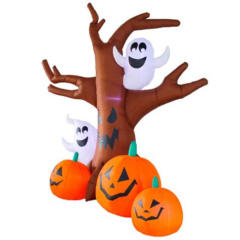 SEASONBLOW 8 Ft Halloween Inflatable Dead Tree with Ghosts