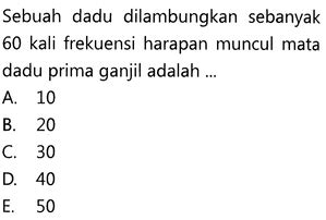 Sebuah dadu dilambungkan 60 kali. Frekuensi harapa... - Roboguru - wintechmobiles.com