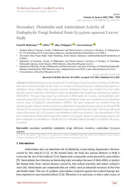 Secondary Metabolite and Antioxidant Activity of Endophytic Fungi ... - raincitystudios.com