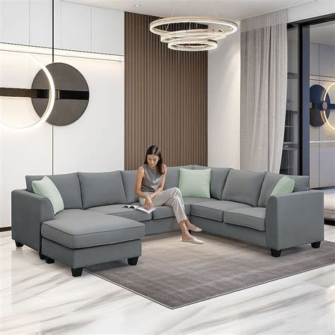 Sectional Sofa Couches for Living Room - Beige 3 Seat … - balustradellc