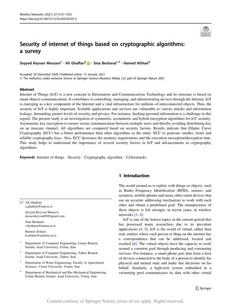 Security of internet of things based on cryptographic algorithms: a ... - coolestguyplanet.net
