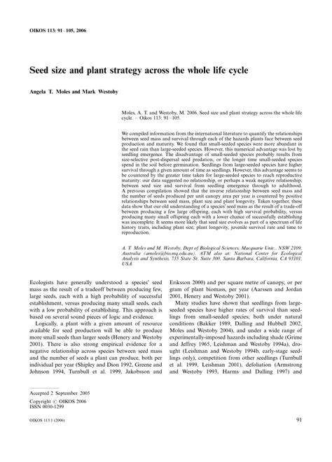 Seed size and plant strategy across the whole life cycle - JSTOR - raincitystudios.com