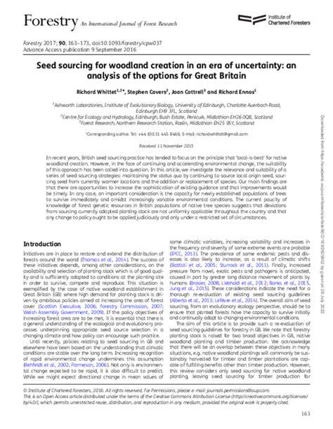Seed sourcing for woodland creation in an era of ... - Oxford Academic - raincitystudios.com