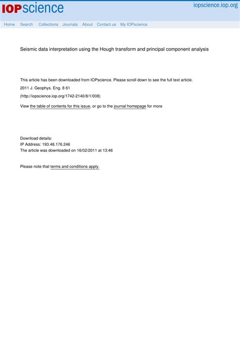 Seismic data interpretation using the Hough transform and principal ... - coolestguyplanet.net
