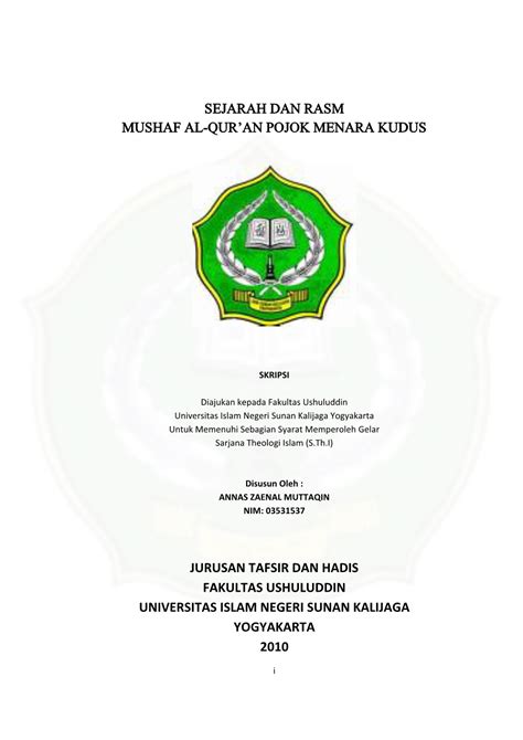 SEJARAH DAN RASM MUSHAF AL-QUR AN POJOK MENARA …