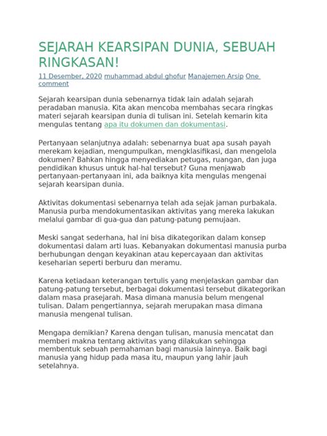 Sejarah Kearsipan Dunia, Sebuah Ringkasan! - balustradellc
