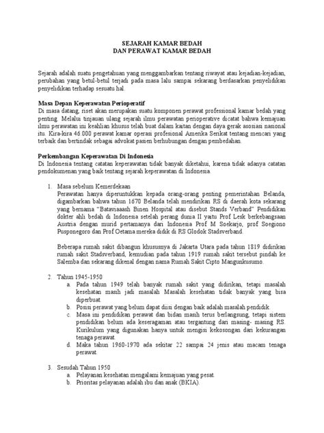 Sejarah Perawat Kamar Bedah - wintechmobiles.com