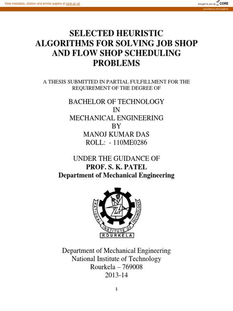 SELECTED HEURISTIC ALGORITHMS FOR SOLVING JOB SHOP …