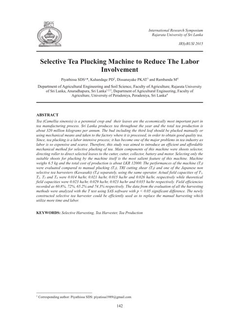 Selective Tea Plucking Machine to Reduce The Labor Involvement - balustradellc