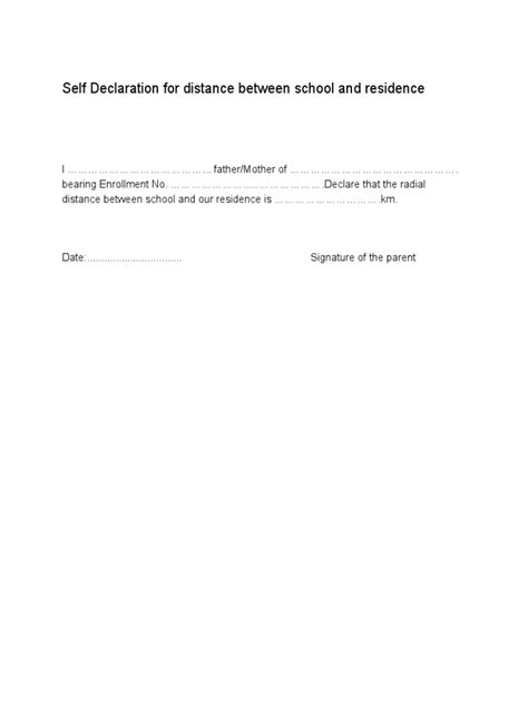 Self Declaration for distance between school and residence - wintechmobiles.com