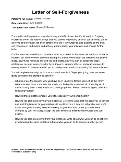 Self-Forgiveness Letter Writing Practice - Wild Tree … - balustradellc