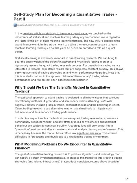 Self-Study Plan for Becoming a Quantitative Trader - Part I - balustradellc