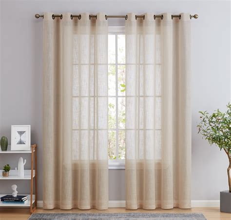 Semi Sheer Linen Curtains 98 Inches Long Light Filtering Drapes for ... - balustradellc