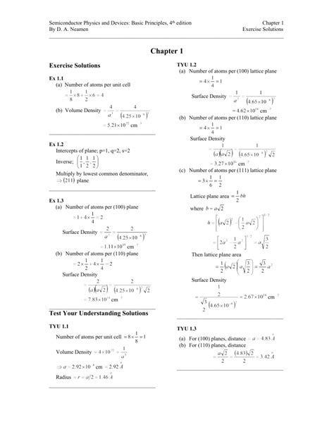 Semiconductor Physics: Chapter 1 Exercise Solutions - wintechmobiles.com