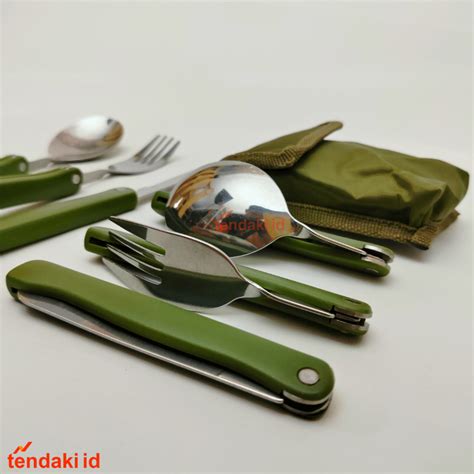 Sendok Garpu Lipat Set Alat Makan Portable Alat Makan Camping Outdoor ... - balustradellc
