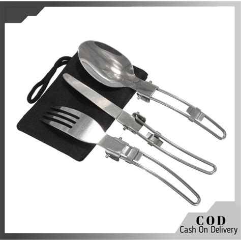 Sendok Garpu Lipat Stainless Steel Portable - balustradellc