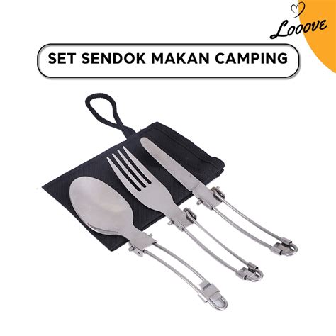 Sendok Garpu Pisau Portabel Lipat Stenless Steel Outdoor / Camping - balustradellc