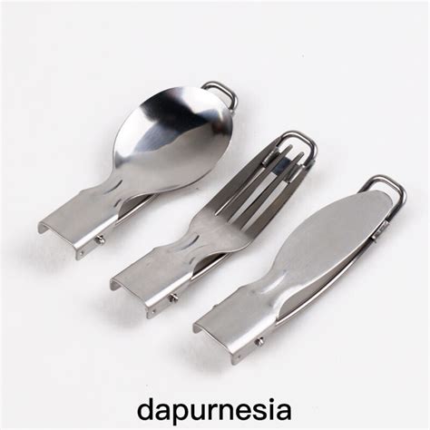 Sendok lipat stainless 3 in 1 : sendok garpu pisau - sendok travel ... - balustradellc