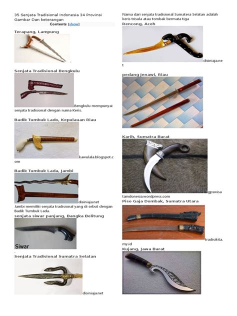 Senjata Tradisional 34 Provinsi di Indonesia dan … - balustradellc