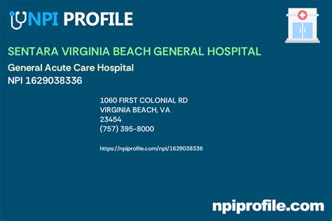 SENTARA HOSPITALS, NPI 1629038336 - General Acute Care Hospital …