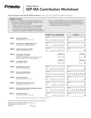 SEP IRA CONTRIBUTION WORKSHEET - Fidelity Investments