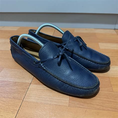 Sepatu pria slip on tods nubuc leather blue original with box - balustradellc