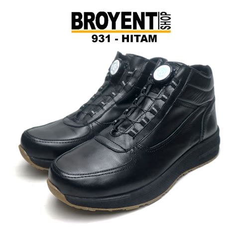 Sepatu Safety Tali Putar Snikers Kulit Sapi Asli Broyent - balustradellc