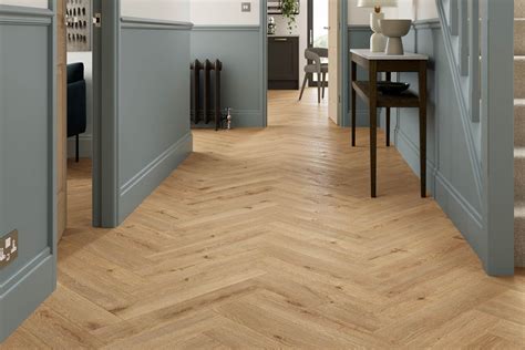 Series Woods 8mm Herringbone Laminate Flooring Sand Oak - balustradellc