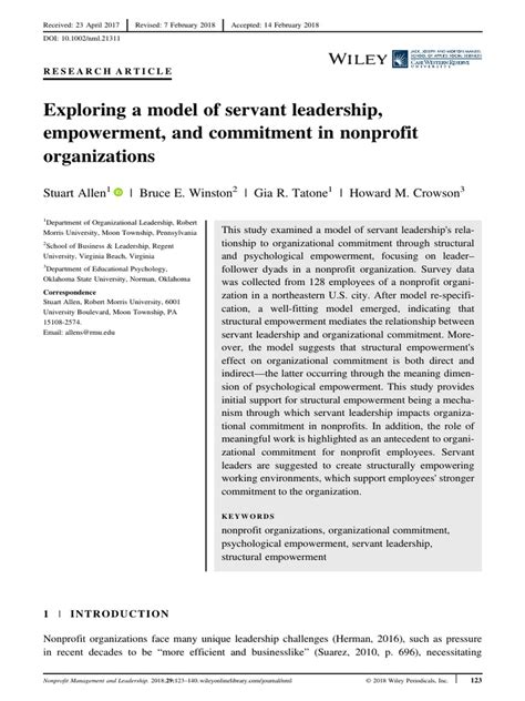 Servant leadership and employee's commitment among non … - balustradellc