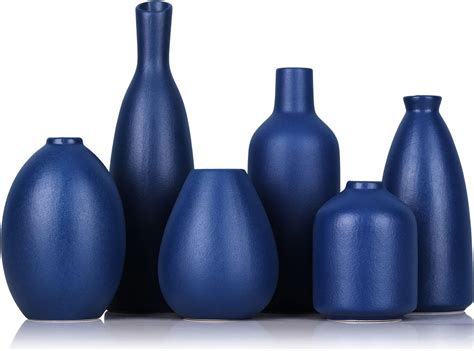 Set of 5 Light Blue Ceramic Decorative Vases for Home Decor | Modern ... - balustradellc