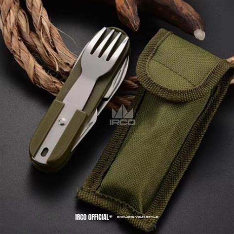 Set Sendok Garpu Pisau Lipat Stainless Steel Outdoor Camping - balustradellc