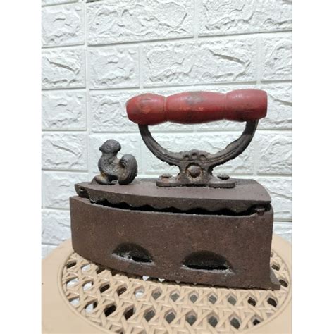 Setrika arang ayam jago original besi jadul vintage - balustradellc