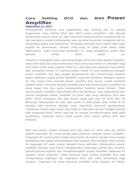 Setting Bias dan DCO Power Amplifier - balustradellc