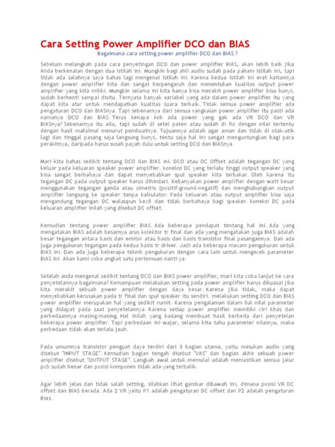 Setting DCO dan BIAS Power Amplifier - Scribd - balustradellc
