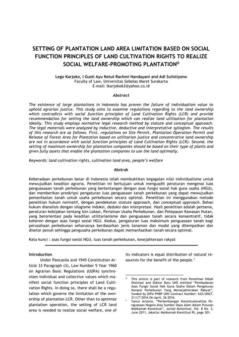 SETTING OF PLANTATION LAND AREA LIMITATION … - balustradellc
