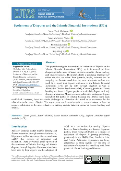 Settlement of Dispute and the Islamic Financial Institutions - balustradellc