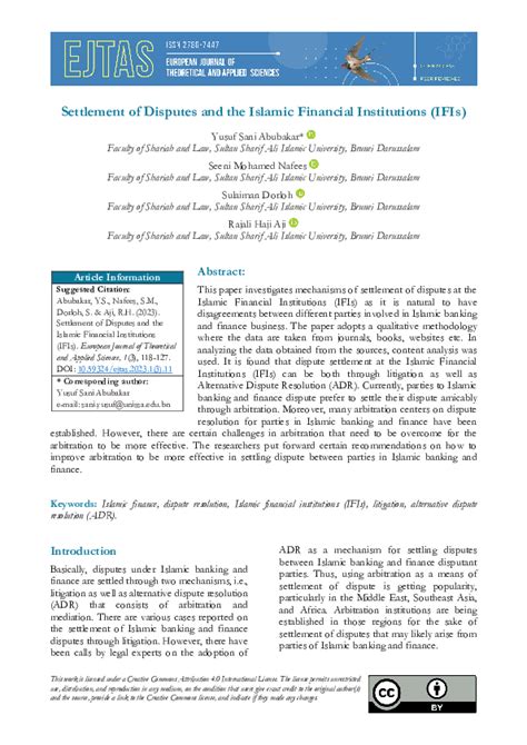 Settlement of Disputes and the Islamic Financial Institutions (IFIs) - balustradellc