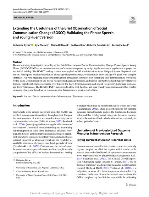 SFARI The initial standardization of the Brief Observation of ...