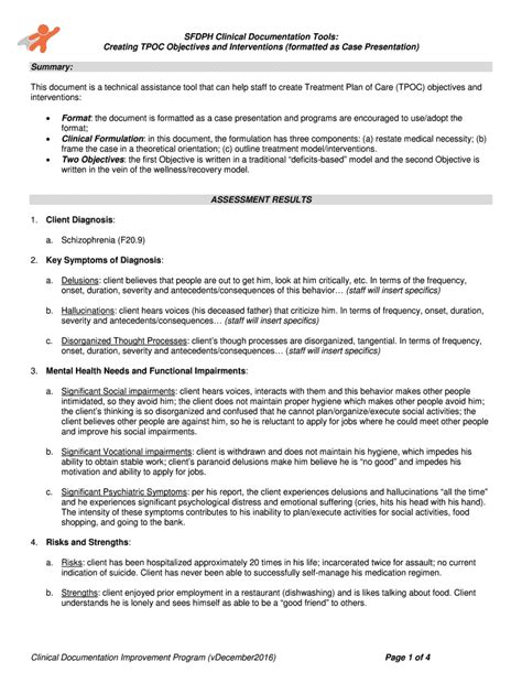 SFDPH-BHS Clinical Documentation Tools: P-I-R-P Format for …