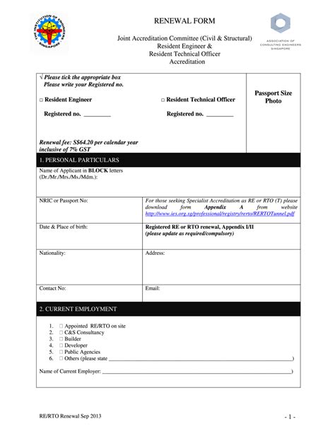 SG RE/RTO Renewal Form 20132021 Fill and Sign Printable Template