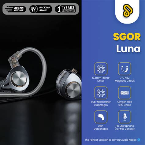 Sgor luna 13.5mm planar driver in ear monitor iem earphone - balustradellc
