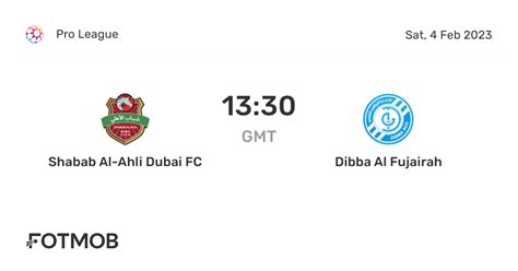 Shabab AL Ahli Dubai Club vs Dibba Al Fujairah: stats, H2H and match ... - balustradellc
