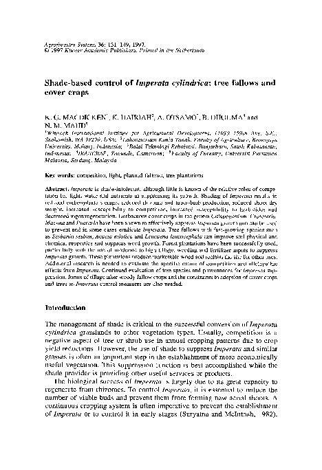 Shade-based control of Imperata cylindrica: tree fallows and cover ... - raincitystudios.com