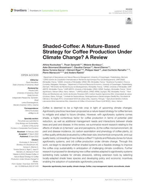 Shaded-Coffee: A Nature-Based Strategy for Coffee Production Under ... - raincitystudios.com