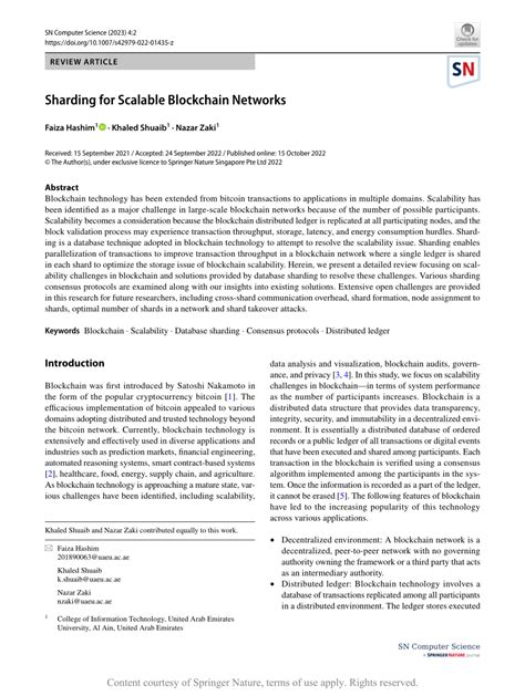 Sharding for Scalable Blockchain Networks | SN Computer Science - coolestguyplanet.net