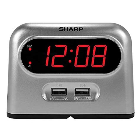 SHARP Digital Alarm Clock with 2 Ultra Fast Charging USB Quick Charge