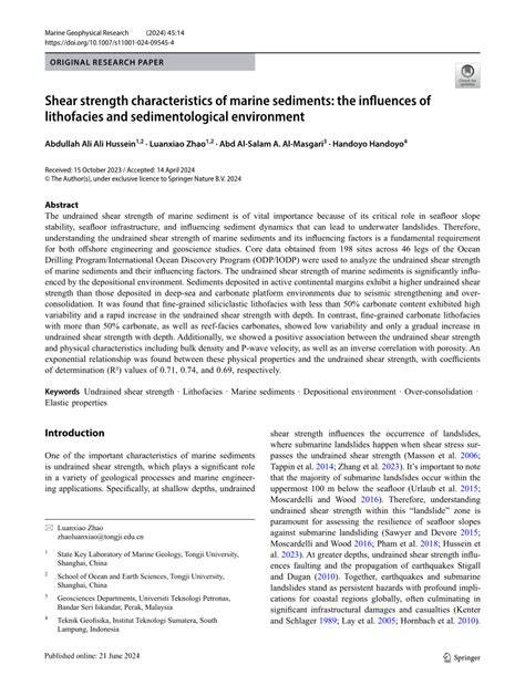 Shear strength characteristics of marine sediments: the ... - Springer - raincitystudios.com