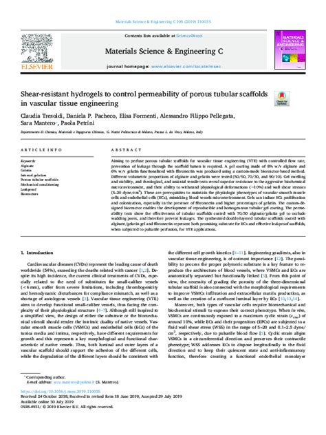 Shear-resistant hydrogels to control permeability of porous tubular ... - wintechmobiles.com